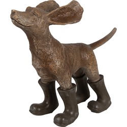 Clayre & Eef Decoratie Beeld Hond 29x10x23 cm Bruin Groen Polyresin