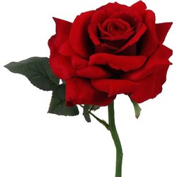 Valentijn thema feestartikelen kunstbloem Rode roos/rozen deluxe 31 cm - Kunstbloemen