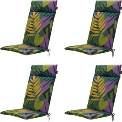 Madison -  Tuinstoelkussen Hoge Rug Iven green - Ca. 120x50 cm - Set van 4