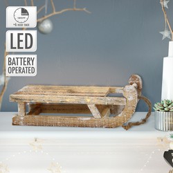 Deco Slee met 25 Warmwitte LED's 31,5x14,5x10,5 cm Natuur gemaakt van hout