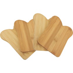 Set van 6x brood plankjes bamboe hout bruin 20 cm - Snijplanken