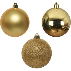 7x stuks kunststof/plastic kerstballen goud 8 cm mix - Kerstbal