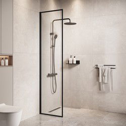 Badplaats Douchewand Georgia 40 x 200 cm - Zwart – Inloopdouche 8 mm Veiligheidsglas