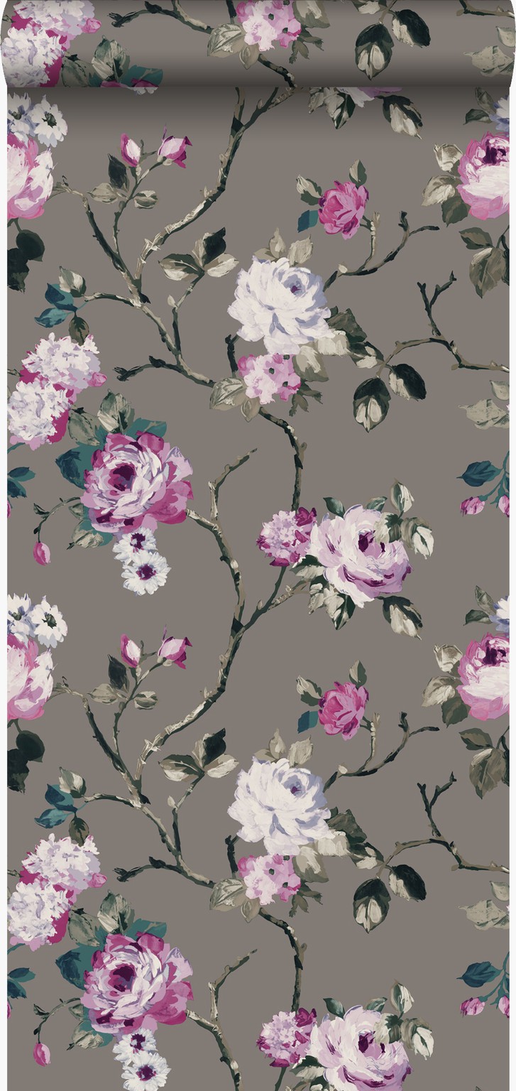 Origin behang bloemen en lila paars - Origin - luxury wallcoverings - | HomeDeco.nl