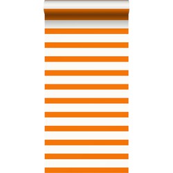 ESTAhome behang strepen oranje en wit - 53 cm x 10,05 m - 115872