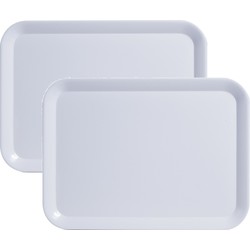 Set van 2x stuks serveerbladen rechthoek wit melamine 44 x 32 cm - Dienbladen