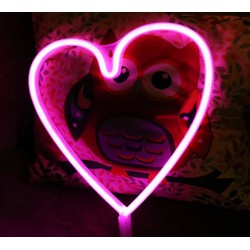 Groenovatie LED Neon Wandlamp '"Hart", Op Batterijen en USB, 38x30x2cm, Roze