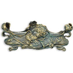 Gietijzeren art nouveau plantenbak met tin inleg