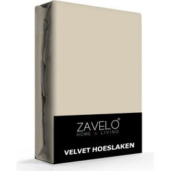 Zavelo Flanel Velvet Hoeslaken Taupe/Grijs-2-persoons (140x200 cm)