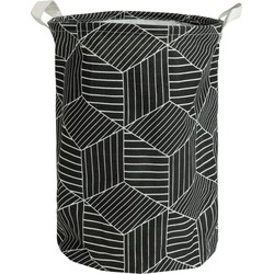 QUVIO Wasmand rond stof - hexagon - Zwart