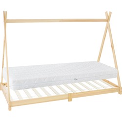 Kinderbed Tipi met lattenbodem 90x200 cm naturel hout ML-Design