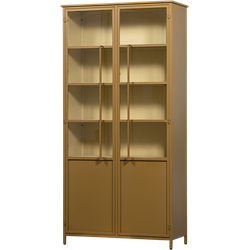 WOOOD Exhibit 2-deurs Vitrinekast XL - Metaal - Geel - 200x99x44