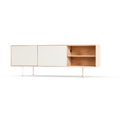 Fina sideboard houten dressoir linoleum mushroom whitewash - 180 x 45 cm