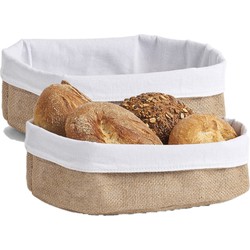 Zeller Broodmandje - 2x - jute - 26 x 18 cm - brood serveer mandjes - broodmand