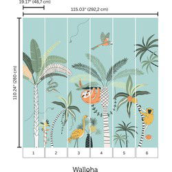Gebungel in de jungle - Kinderbehang - 292,2 cm x 280 cm - Walloha