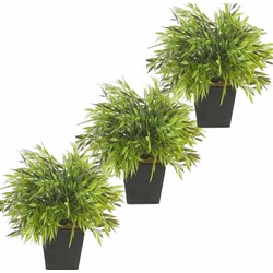 Groene kunstplanten bamboe plant in pot 25 cm set van 3 - Kunstplanten