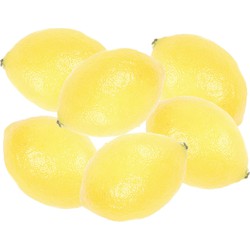 Set van 6x stuks nepfruit/Kunstfruit/deco fruit gele citroen 8 cm - Kunstbloemen