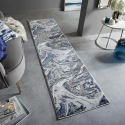 Moderne Loper - Marbled Grijs/Navy - 60 X 230 CM