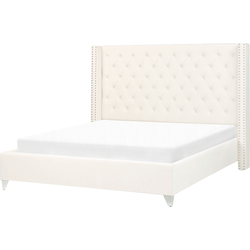 LUBBON  - Tweepersoonsbed - Gebroken wit - 160 x 200 cm - Fluweel