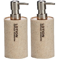 2x stuks zeeppompjes/zeepdispensers beige kunststof 350 ml - Zeeppompjes