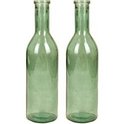 Mica Decorations Vaas - 2x - fles - Rioja - groen - glas - 18 x 75 cm - Vazen