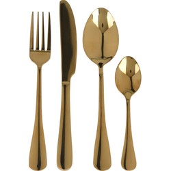 Excellent Houseware Bestekset Tableware Collection - 16-delig - goud - RVS - 4 personen - Besteksets