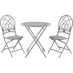 Clayre & Eef Bistroset Bistrotafel Bistrostoel 3-delig Grijs IJzer