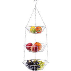 Zeller Fruitschaal - 3-laags - zilverkleurig - rond - metaal - 72 cm - Fruitschalen
