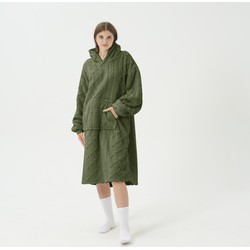 Geen merk SOPHIE Oversized Hoodie - 70x110 cm - Hoodie & deken in één - extra grote kabeltrui met capuchon - Military Olive - groen - Dutch Decor Limited Collection