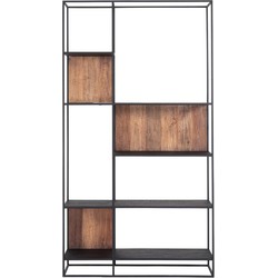DTP Home TV wall element bookrack Cosmo large, open racks,220x120x40 cm, recycled teakwood