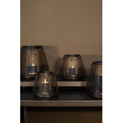PTMD Jaden Windlicht - 25 x 25 x 21 cm  - Ijzer - Zwart