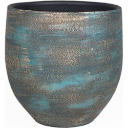 Pot madeira d17 h16 cm blauw goud keramiek - Floran