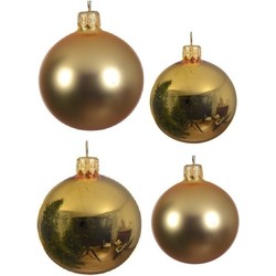 Glazen kerstballen pakket goud glans/mat 38x stuks 4 en 6 cm - Kerstbal