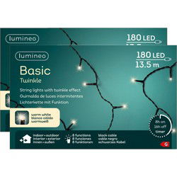 Lumineo kerstverlichting - 2x - 13,5 m - warm wit - 180 leds - Kerstverlichting kerstboom