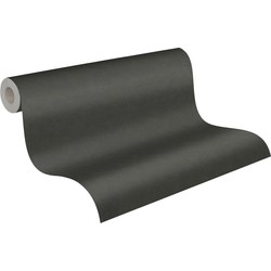 Livingwalls behang effen zwart en antraciet grijs - 53 cm x 10,05 m - AS-376985