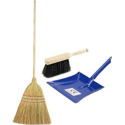 Kinder schoonmaak set 3-delig blauw - Bezem