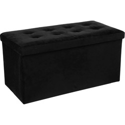 Atmosphera Poef/hocker/voetenbankje - opbergbox - zwart - PU/MDF - 76 x 38 x 38 cm - Poefs