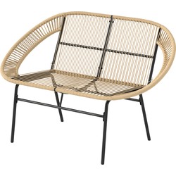 4goodz Outsunny 2-zits Rattan Tuinbank in Boho-stijl - Kaki Bruin