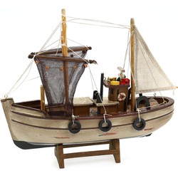 Vissersboot schaalmodel - Hout - 30 x 8 x 27 cm - Maritieme boten decoraties voor binnen - Beeldjes