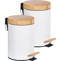 ECOSMART - Set van 2 pedaalemmers - Wit - 3l - IJzer