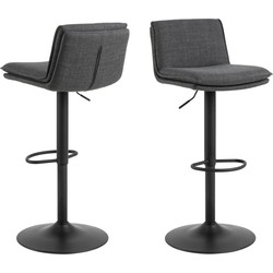 Barkruk Donkergrijs Stof - Zithoogte 68-89cm - Tregoss - Set van 2