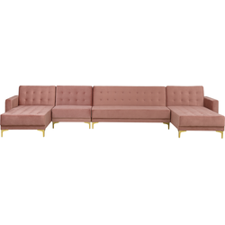 Beliani ABERDEEN - Modulaire Sofa-Roze-Fluweel