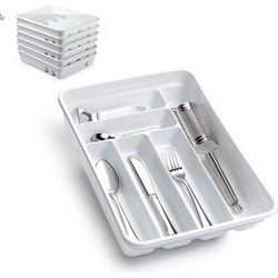 Plasticforte Bestekbak - 6-vaks - wit - 40 x 30 x 7 cm - Bestekbakken