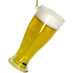 Ornament kerstbal Bierglas Glas Geel 9 cm