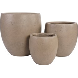 Beckley Pot - Pot, fiberclay, bruin, set van 3