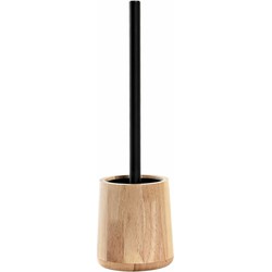 WC/Toiletborstel in luxe houder bruin bamboe hout 38 x 11 cm - Toiletborstels