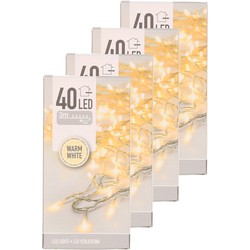 Set van 4x stuks kerstverlichting transparant snoer met 40 lampjes warm wit 300 cm - Kerstverlichting kerstboom