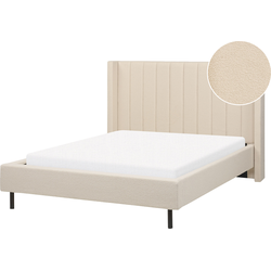 Beliani VILLETTE - Tweepersoonsbed-Beige-Bouclé