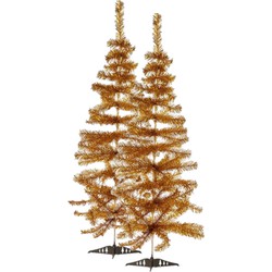 2x stuks kleine gouden kerstbomen van 120 cm - Kunstkerstboom