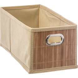 Opbergmand/kastmand 6.5 liter beige linnen/bamboe 15 x 14 x 31 cm - Opbergmanden